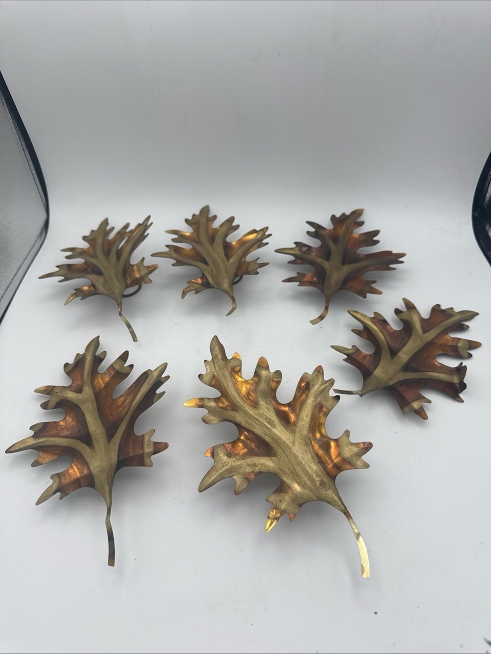 Set Of 6 VTG 80’s Home Interiors Thin Brass Oak Leaves Wall Decor